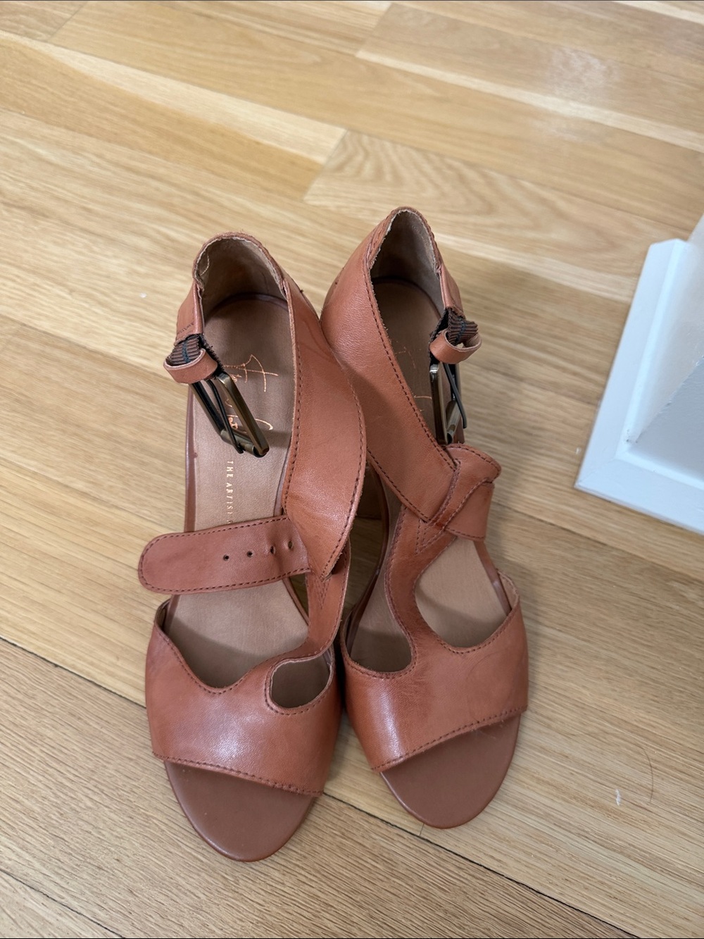 Franco Sarto Cognac Leather Cutout Heels